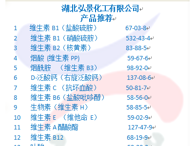 湖北弘景化工有限公司供应食品级烟酸、烟酰胺